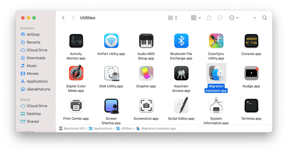 Mac's Utilities folder