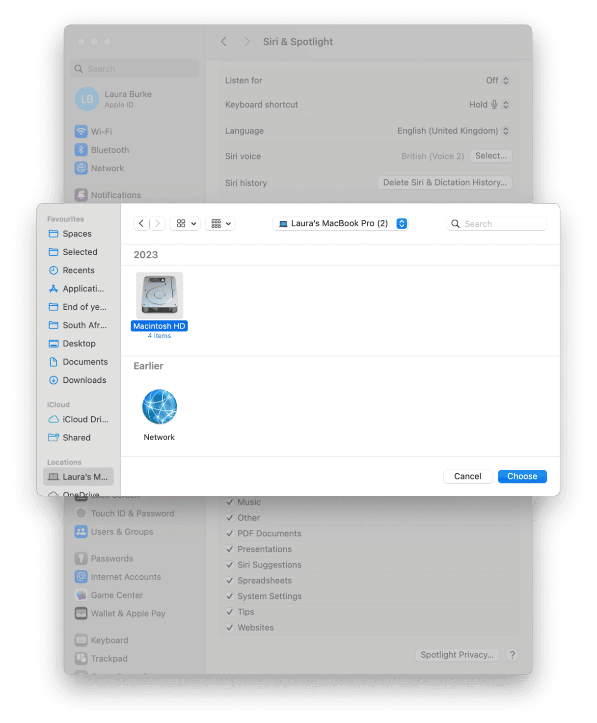 System Settings &ndash; Siri & Spotlight