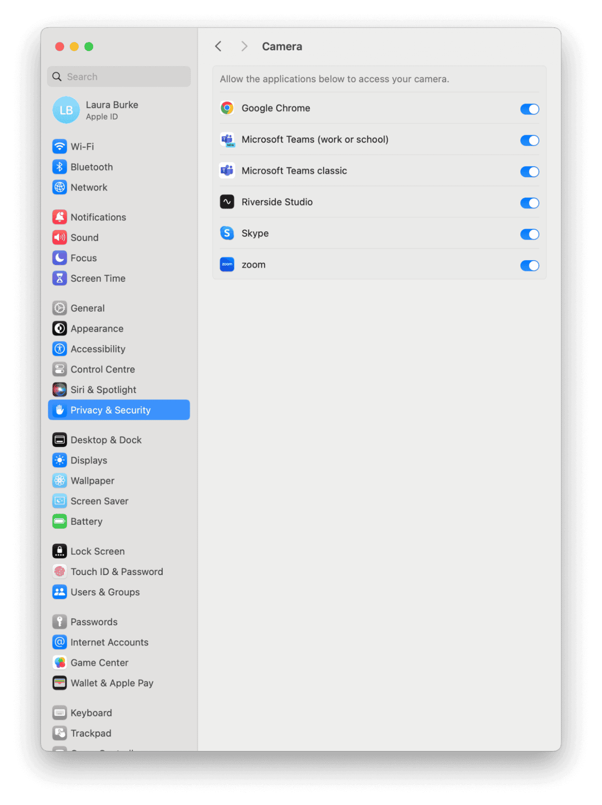Camera System Settings