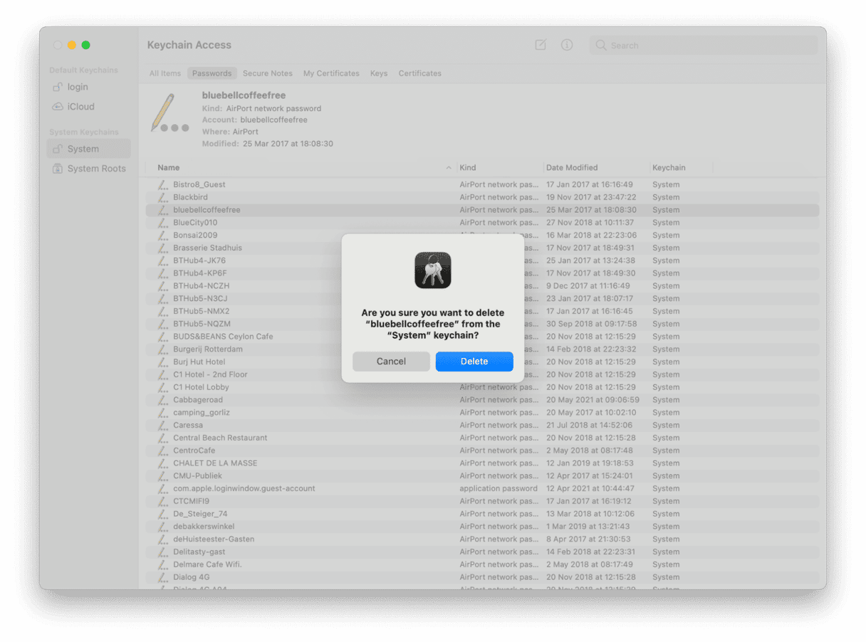 How to remove a password from Keychain