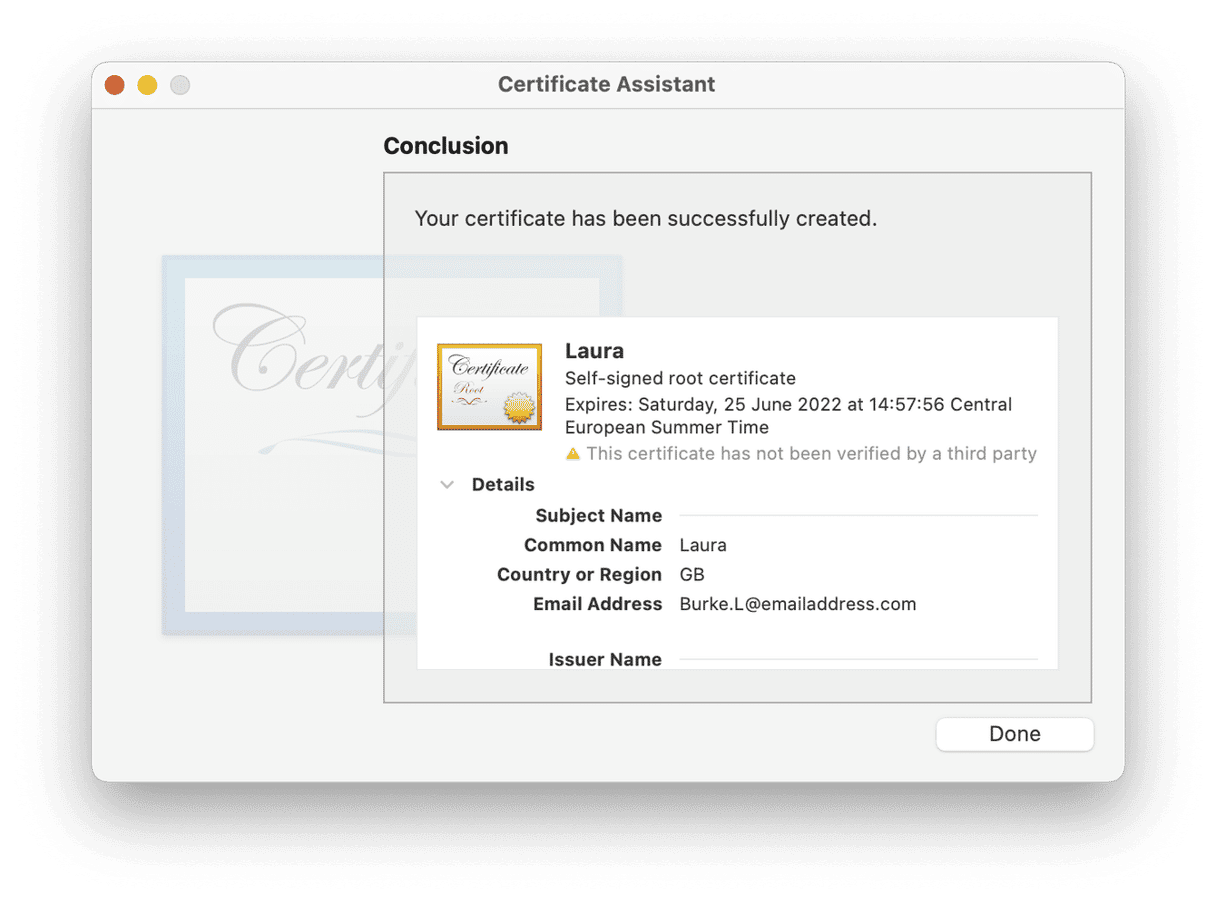 Certificate assistant