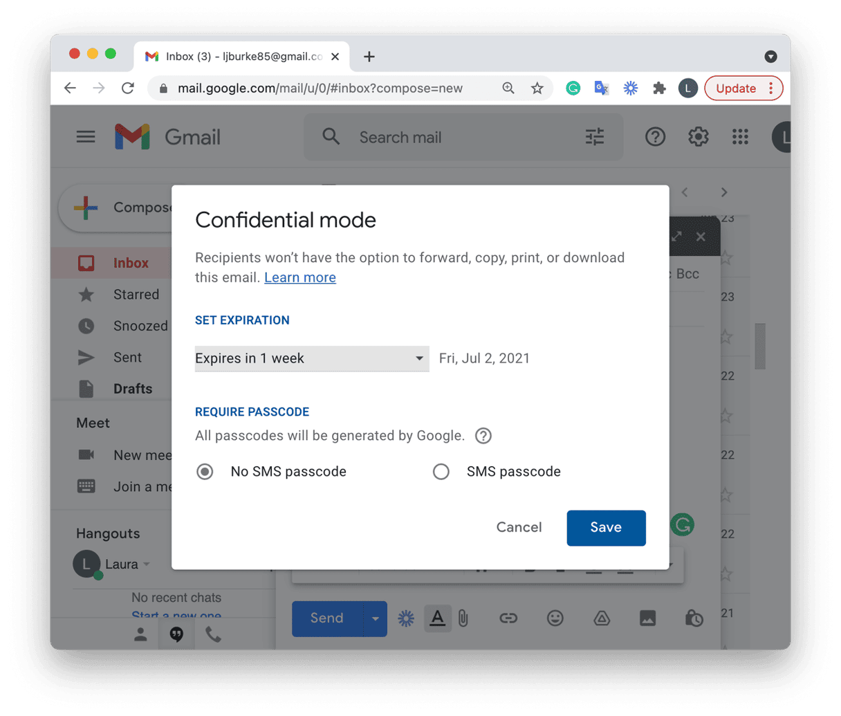 Encrypting email in Gmail