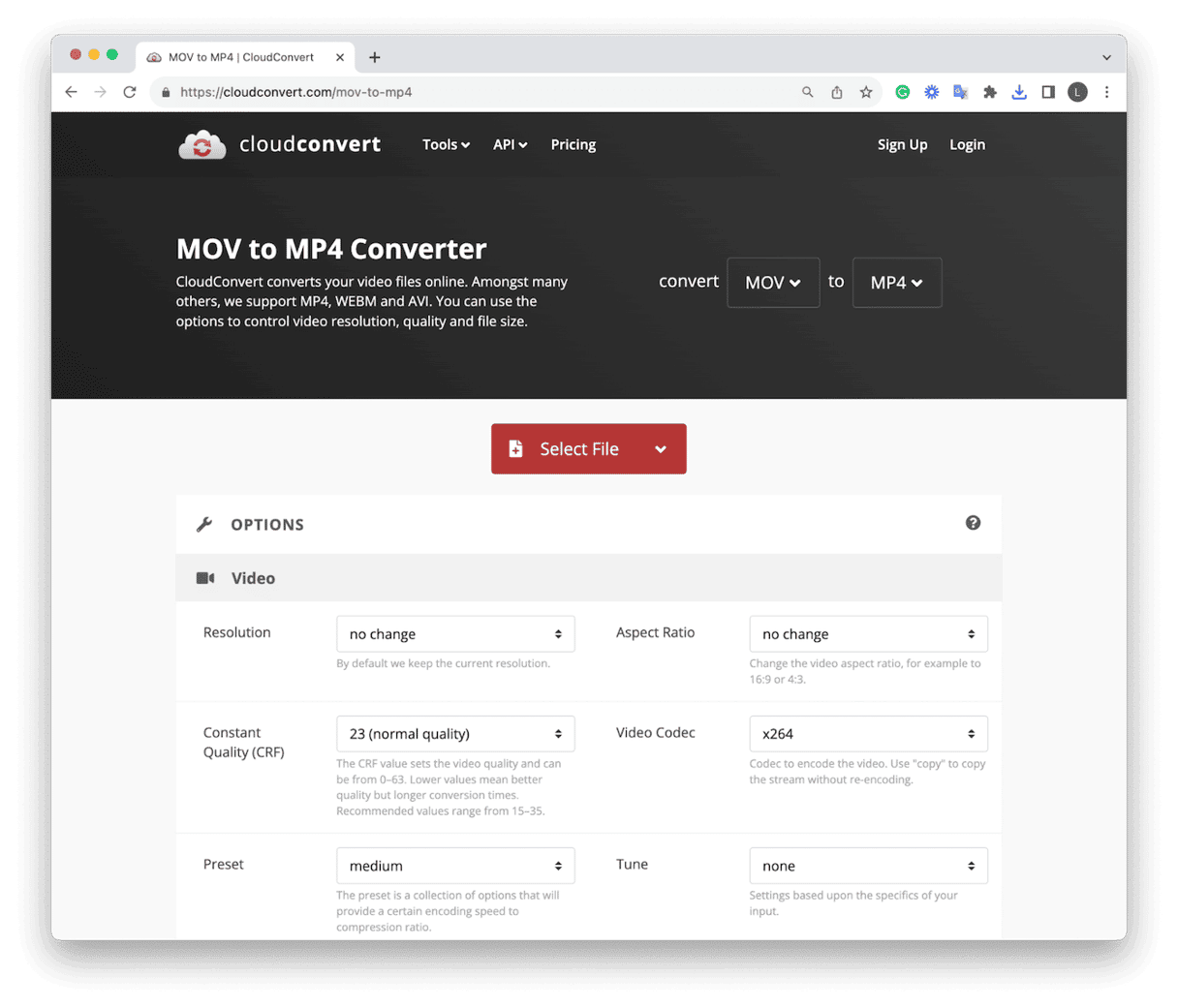CloudConvert online tool