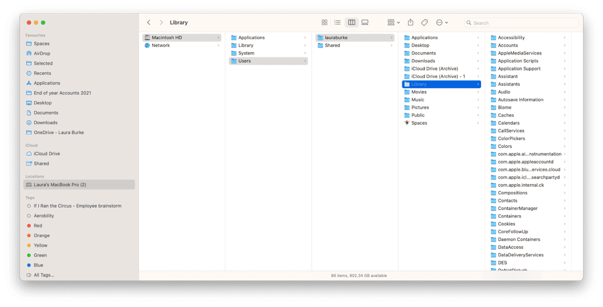Library folder on a Mac