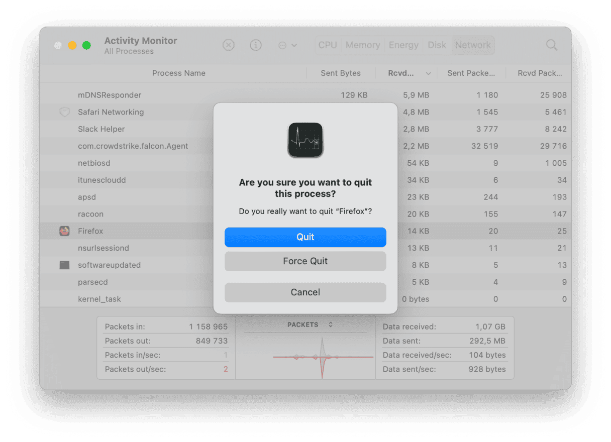 Activity Monitor &ndash; CPU usage