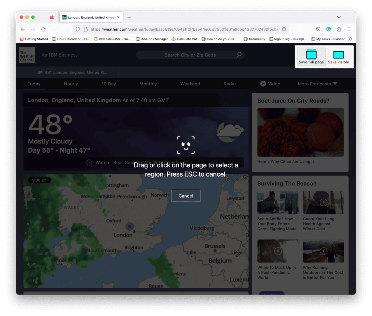 Firefox screenshot feature
