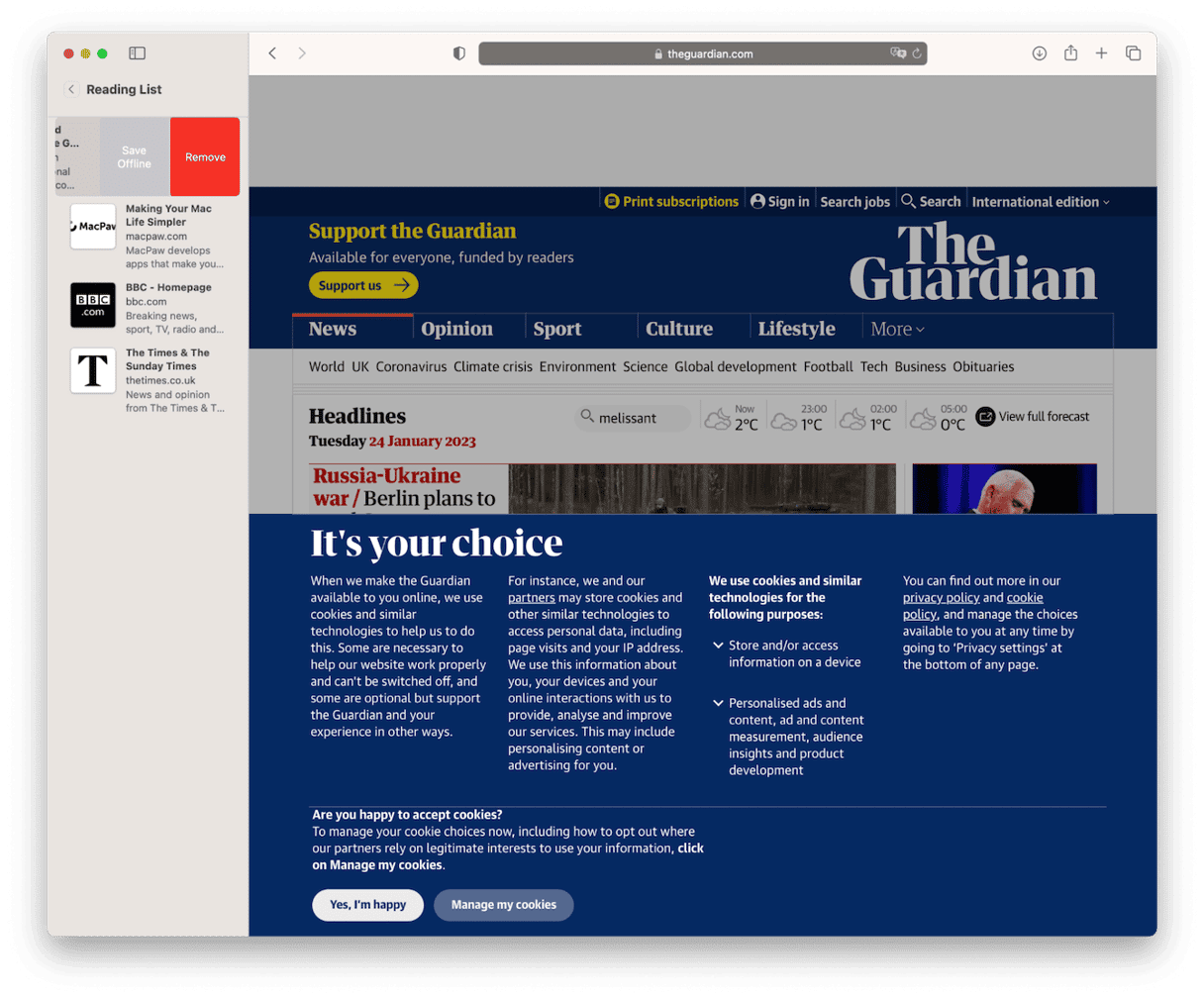 How to edit a reading list on Safari
