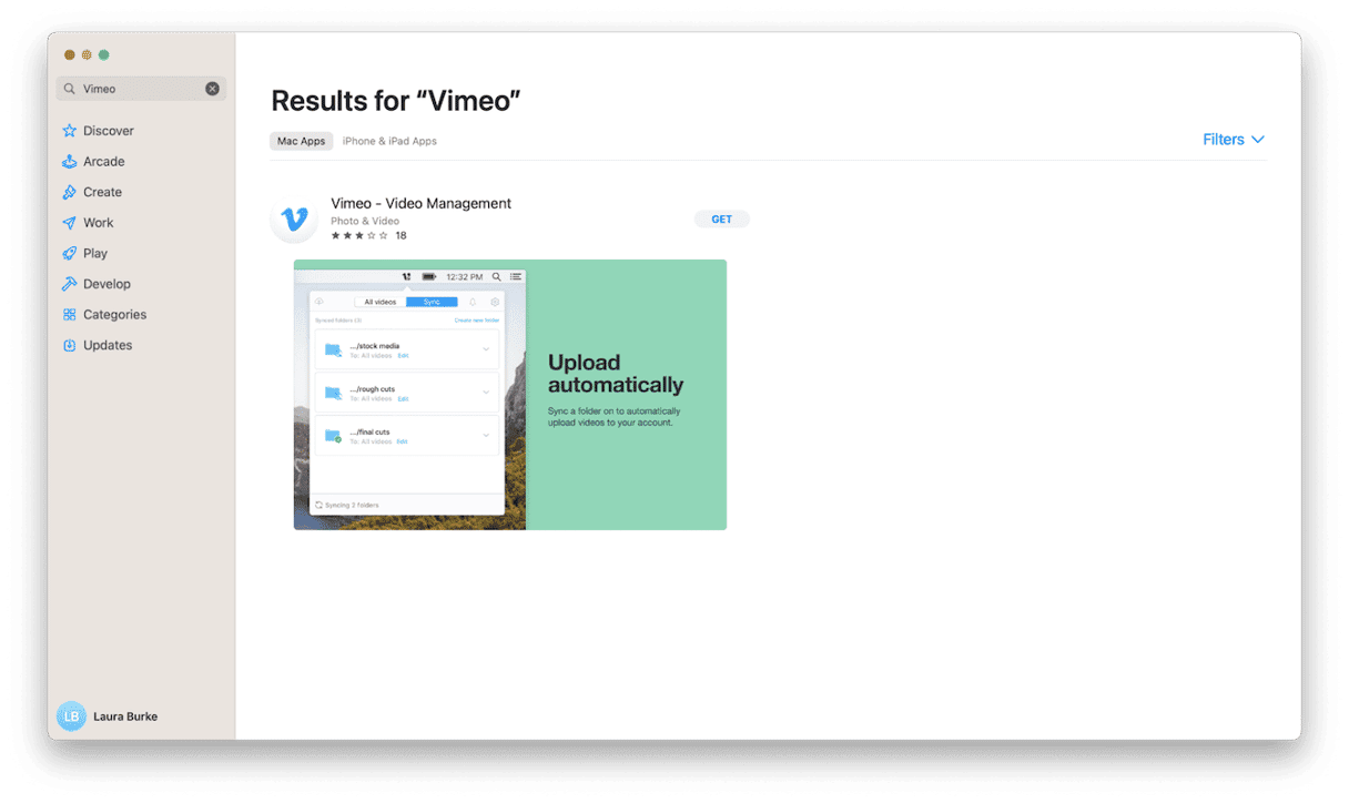 The Vimeo app