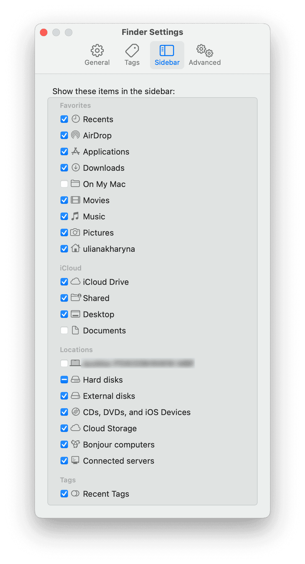 Finder Settings on Mac