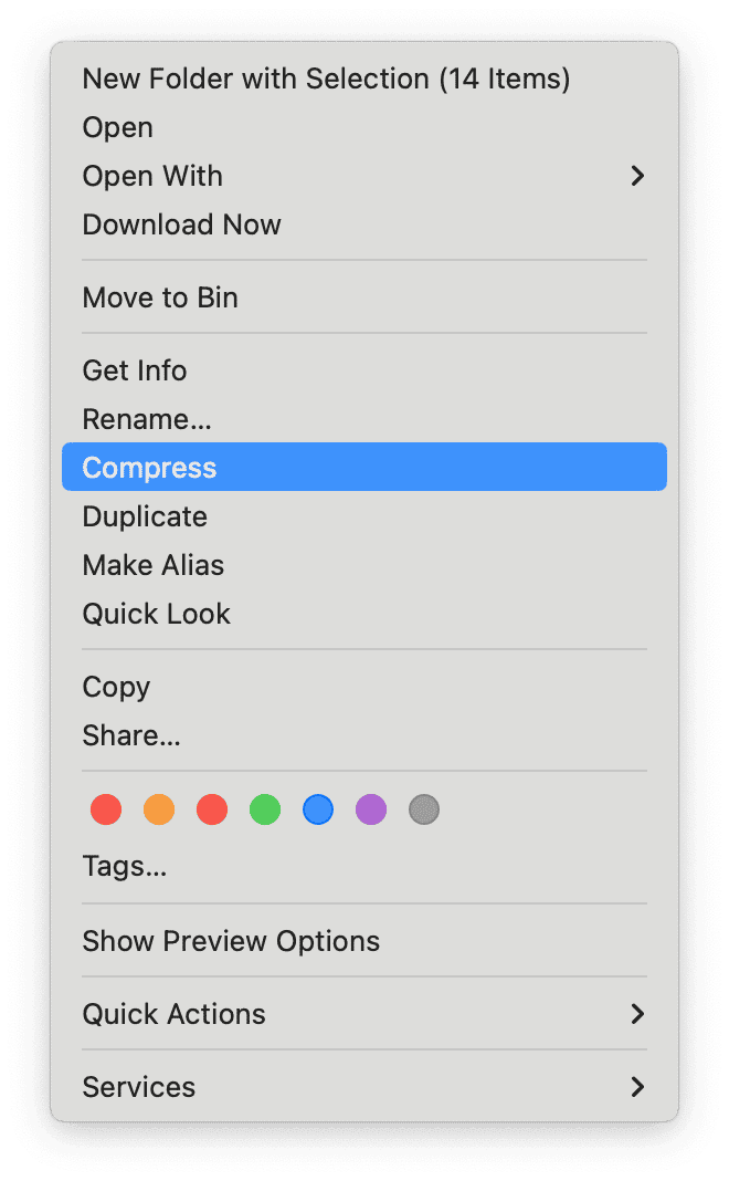 How to create a zip file on Mac