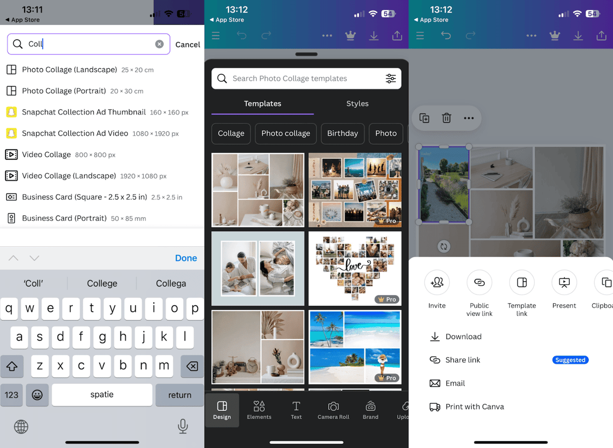 How to make a photo collage on iPhone using Canva