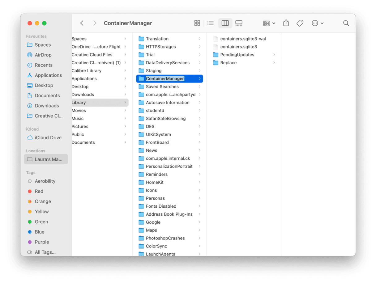Container manager folder