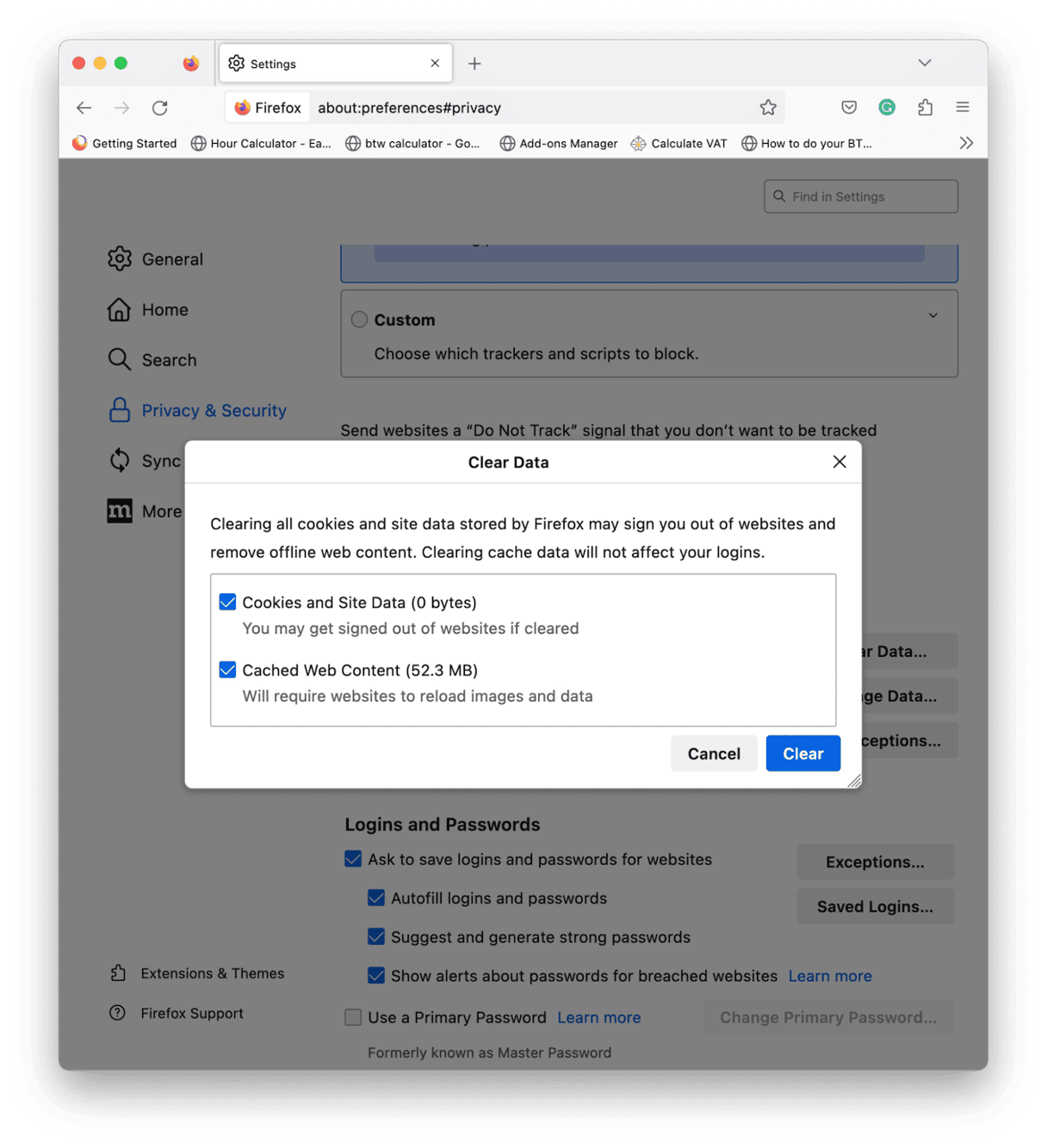 How to clear cookies in Firefox