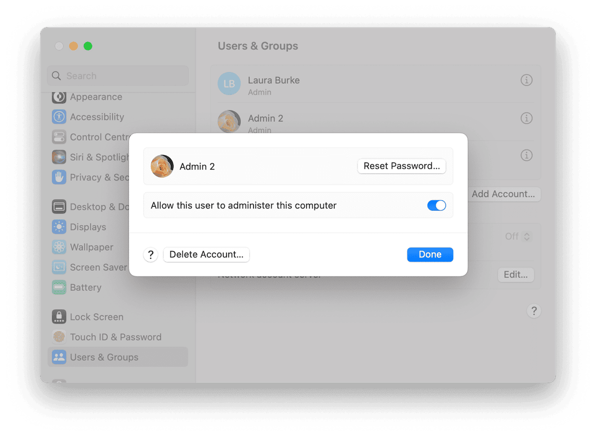 How to delete admin user on Mac