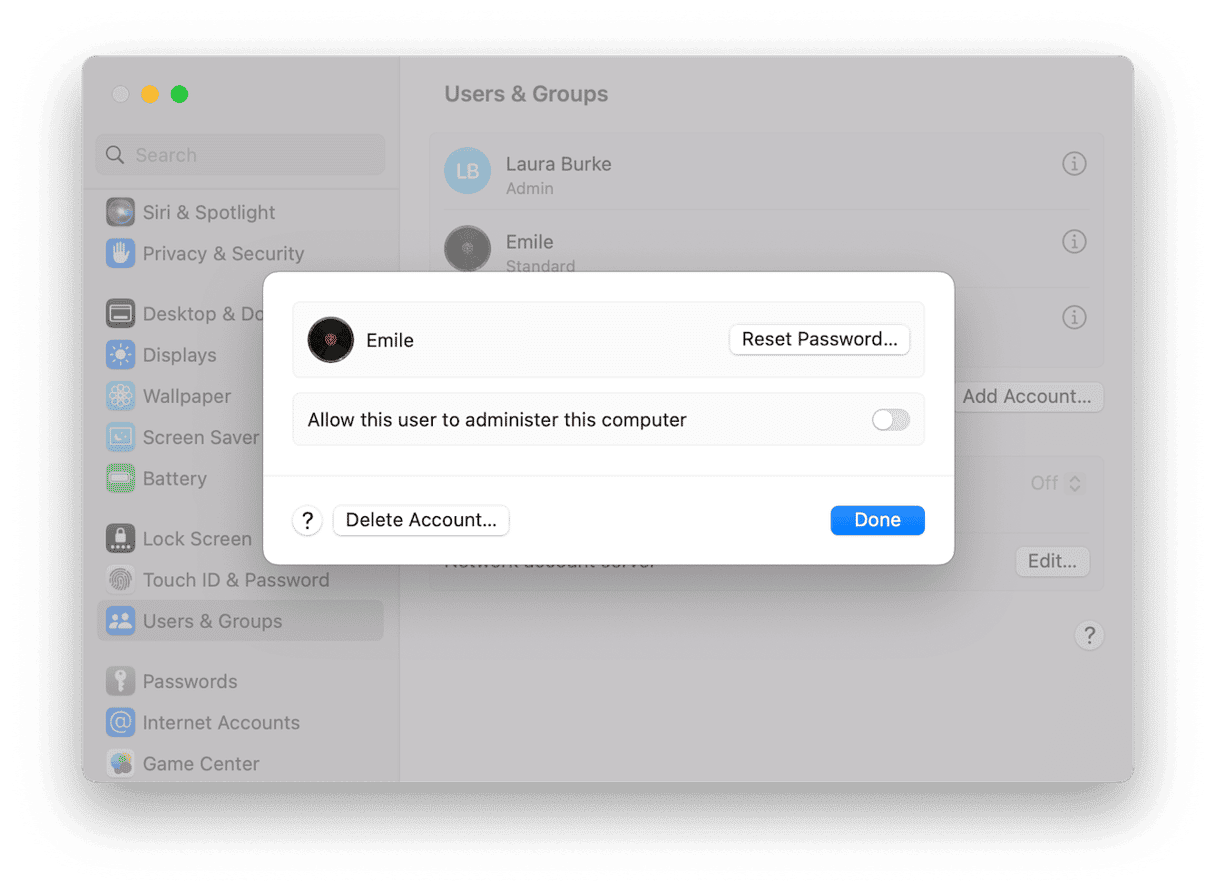 System Settings &ndash; Users & Groups