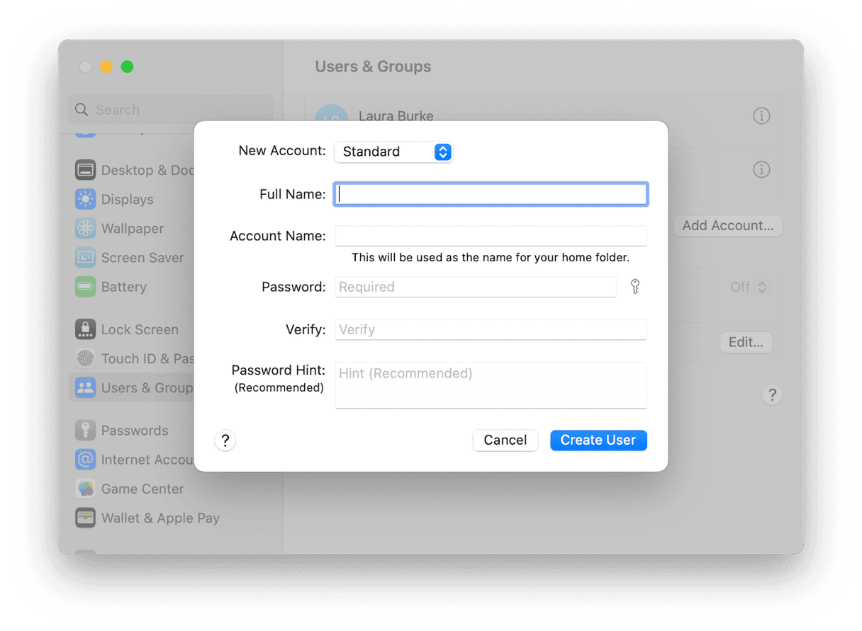 Users & Groups &ndash; Account Settings