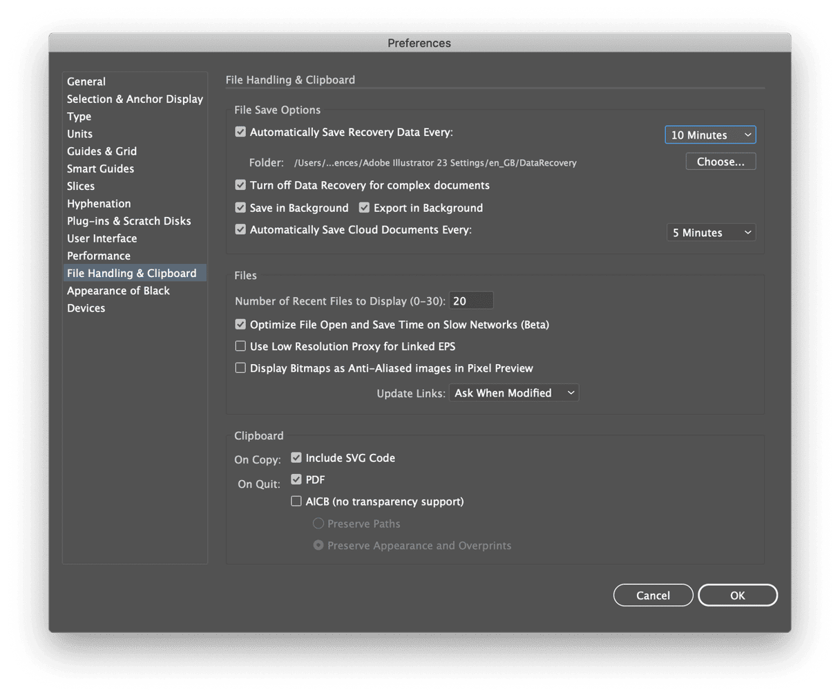 Photoshop preferences