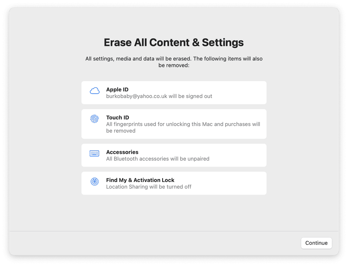 Erase all content and settings