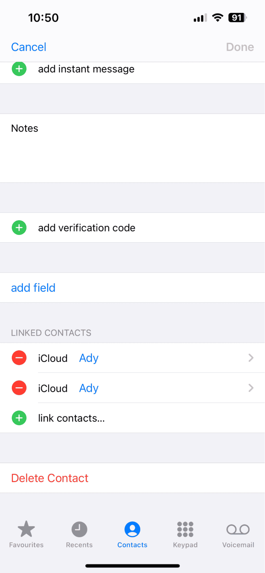How to unmerge contacts on iPhone