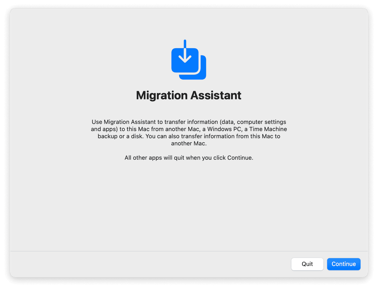 Migrant Assistant window