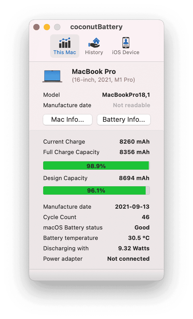 Coconut Battery screenshot