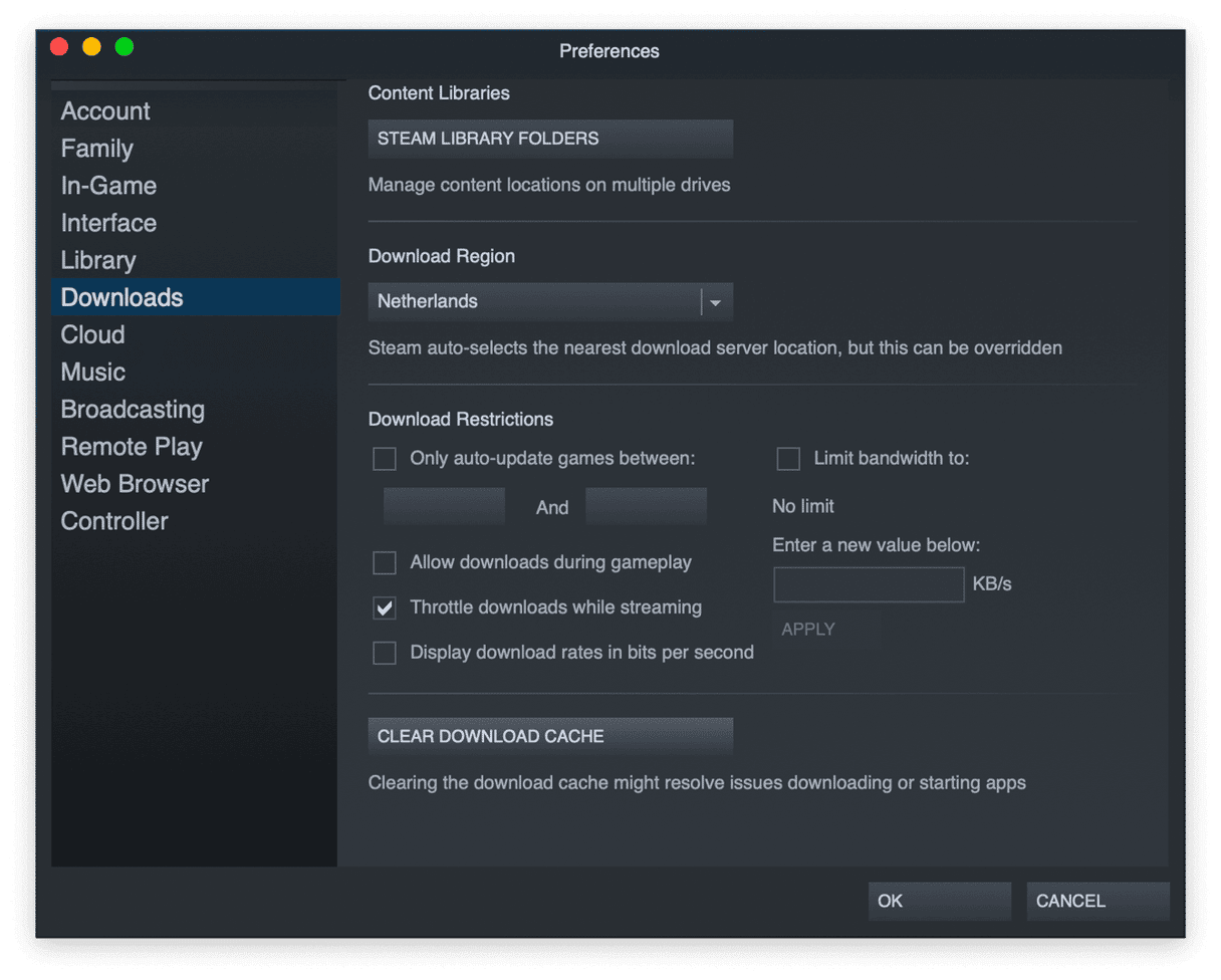 Removing downloads cache