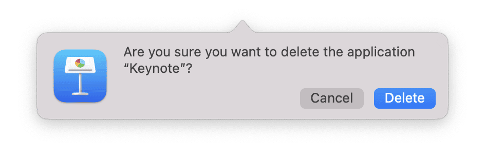 Confirming uninstalling the app