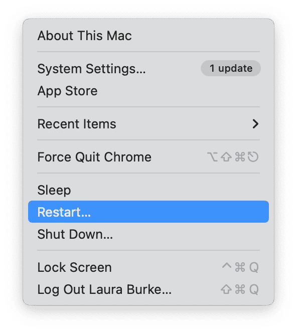 Restart your Mac