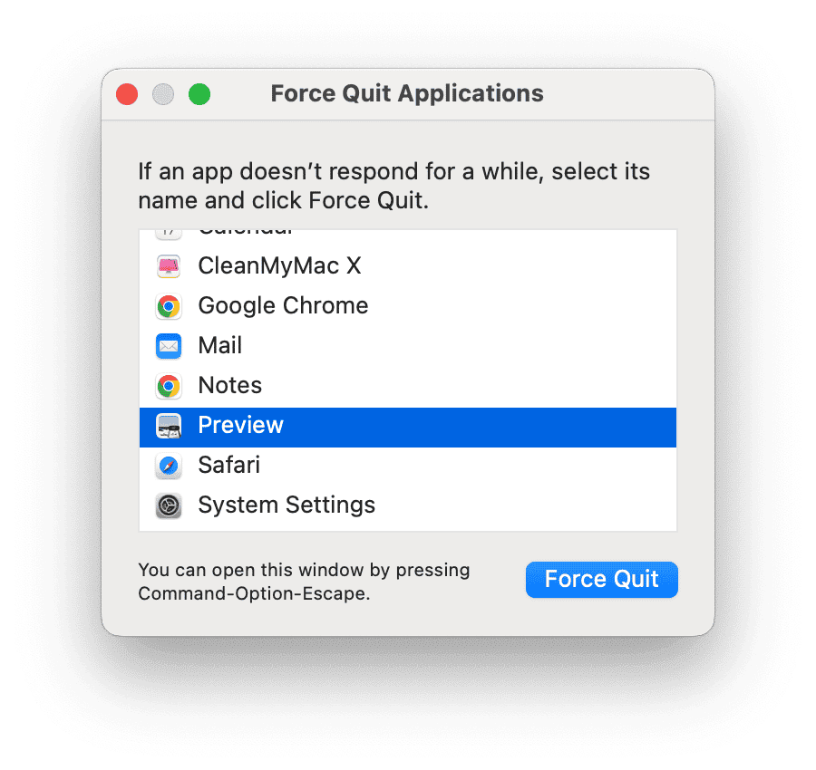 Force Quit the Preview app