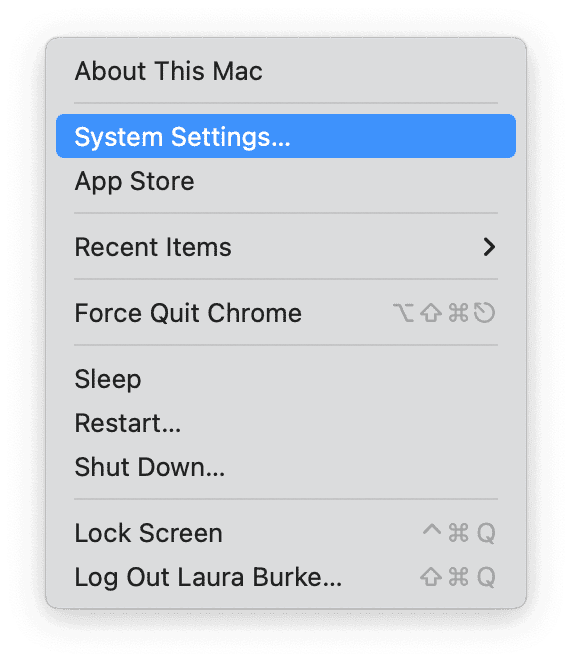 System Settings on Mac