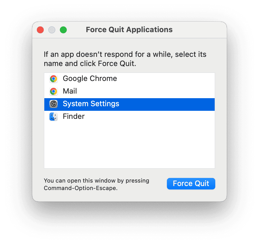 Force Quit System Preferences
