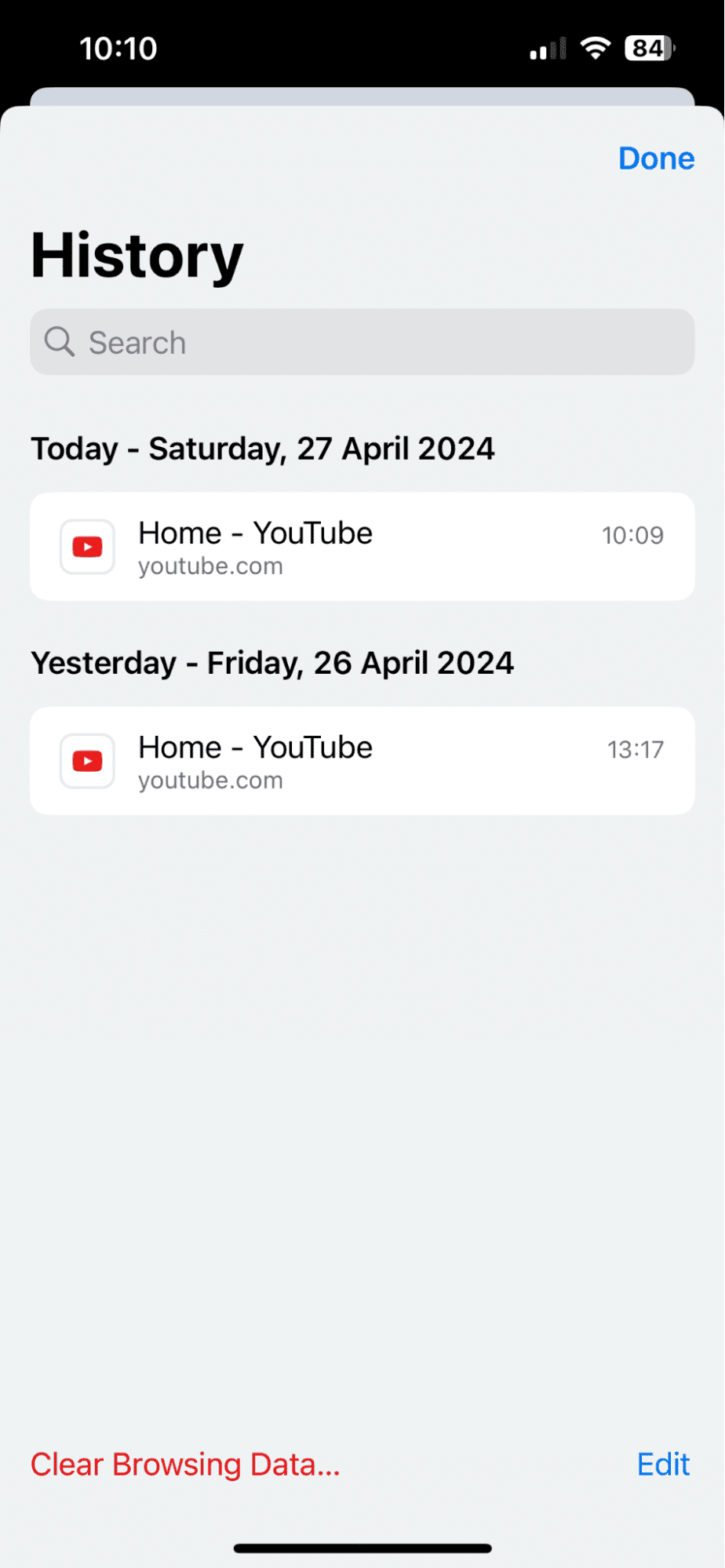 Chrome browsing history