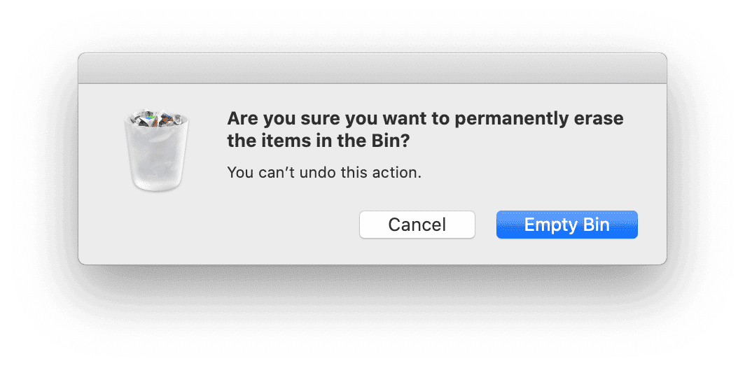 Trash bin confirmation