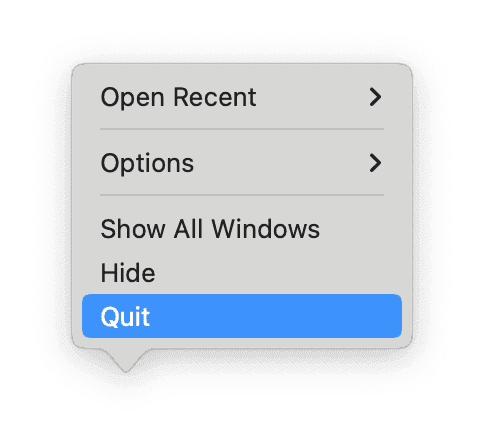 Closing apps via the Dock