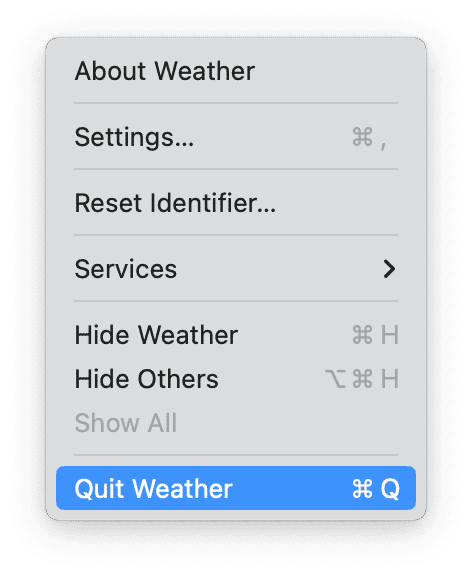 How to quit via an apps main menu