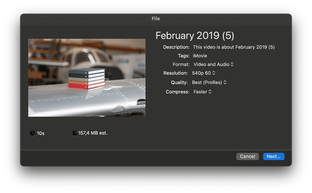 iMovie to compress MOV file