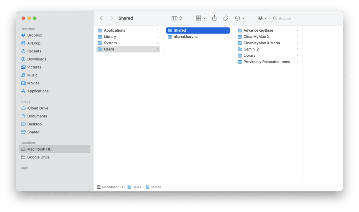 Use the Shared folder to transfer importnat data