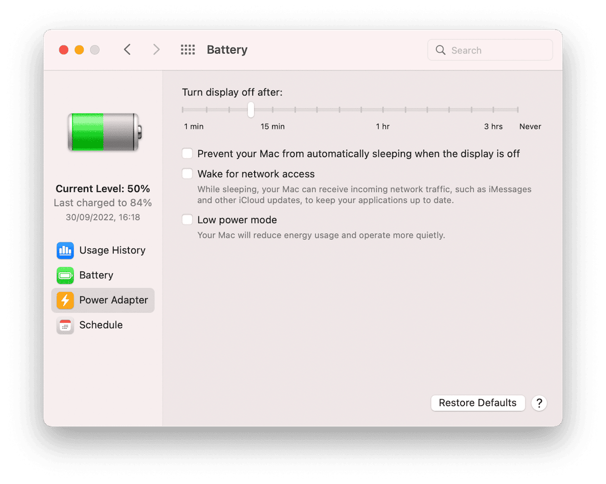 Sleep settings check