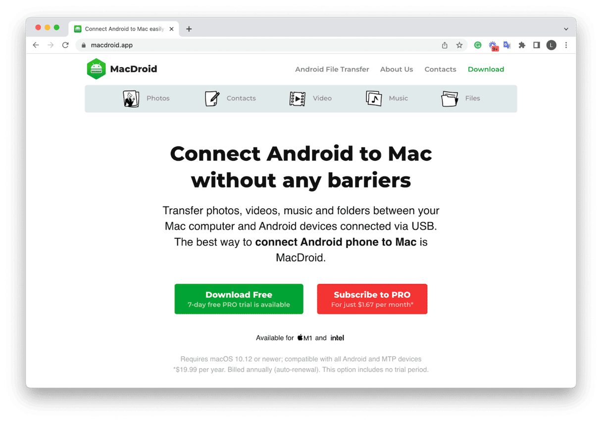 MacDroid Android file manager for Mac