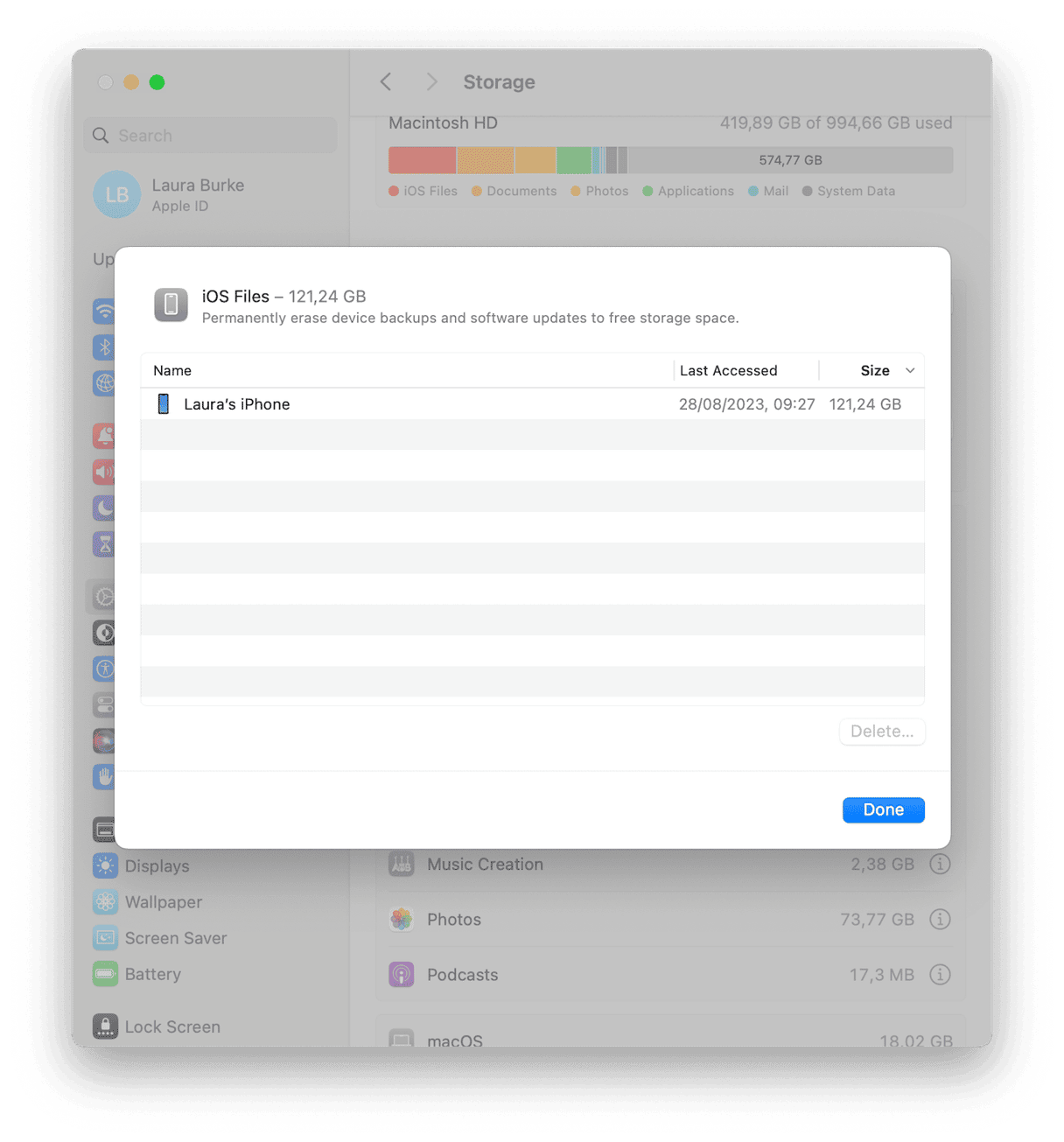 Removing old iOS backups