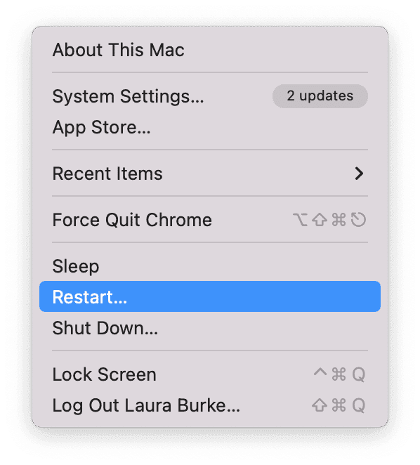 MacBook restart