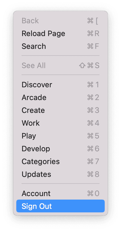 How to sign out from the App Store