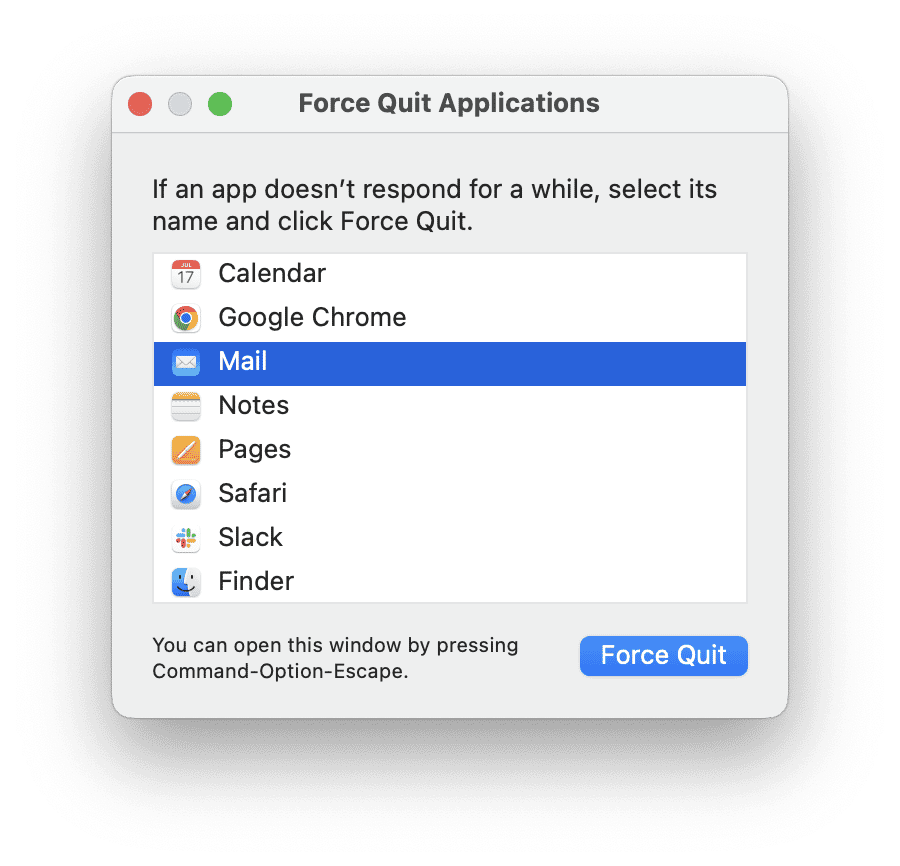 Riavvia l'app di posta