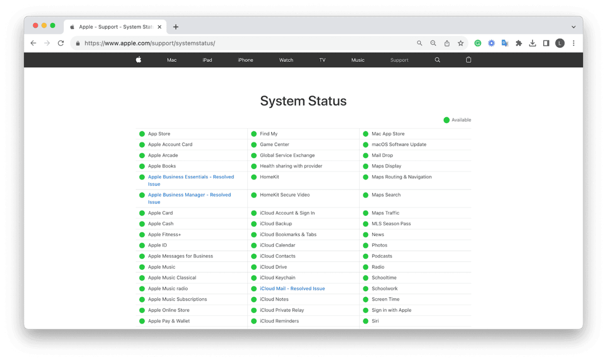 Apple System Status