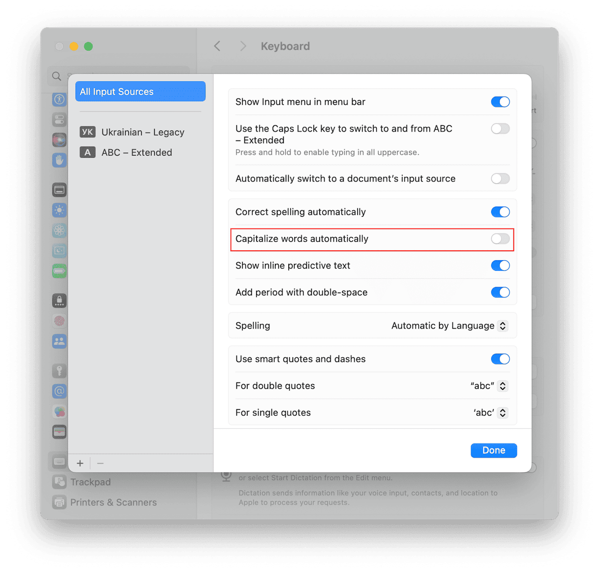 Keyboard Settings on Mac