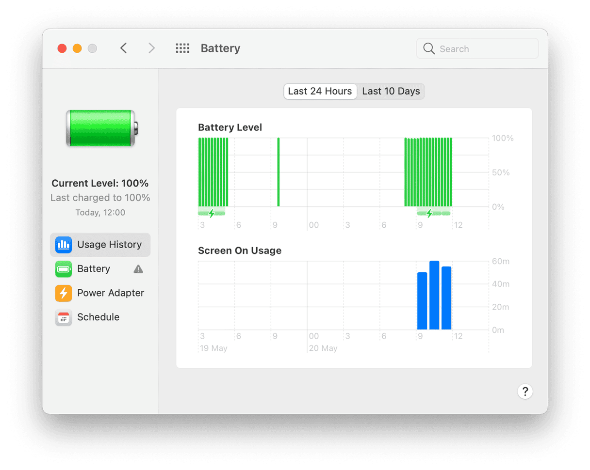 Mac battery usage history