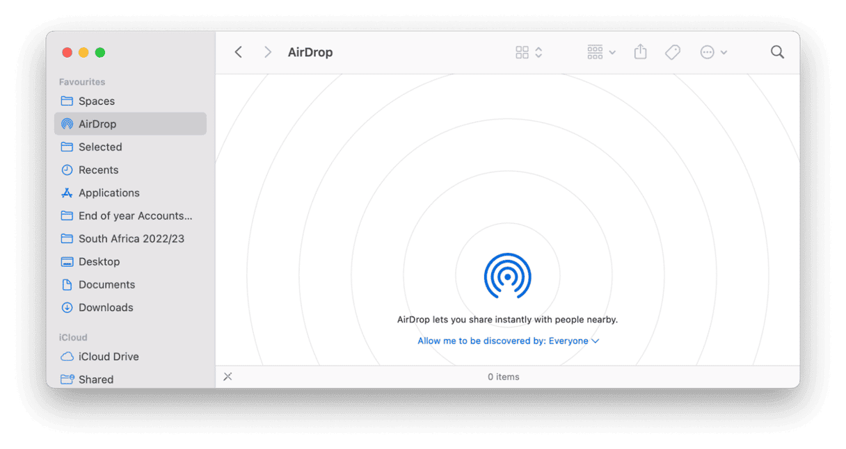 Enabling AirDrop on Mac