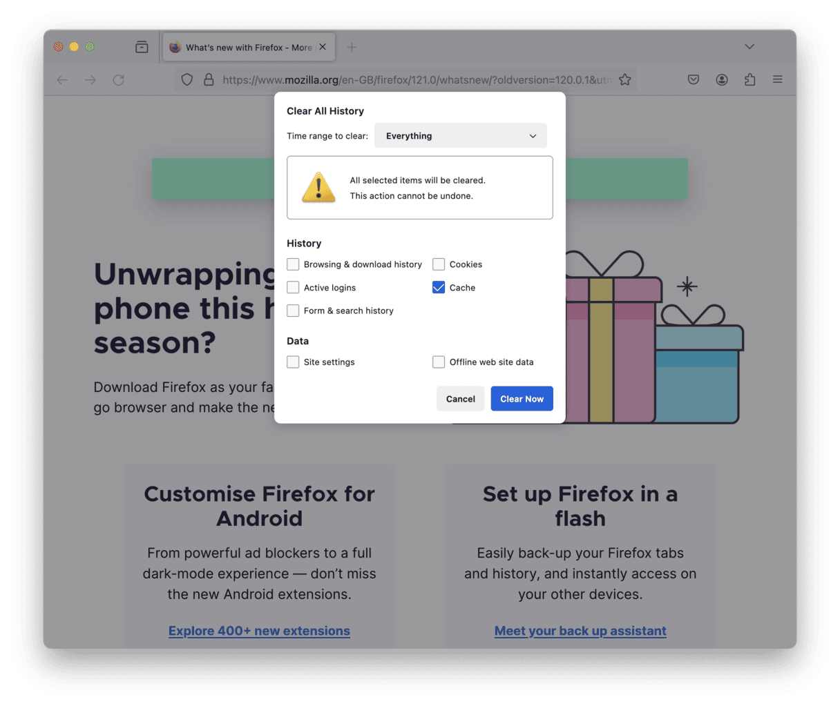 如何清理 Firefox 的缓存