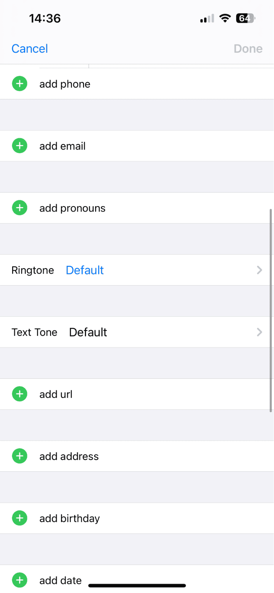 Contact edit on iPhone