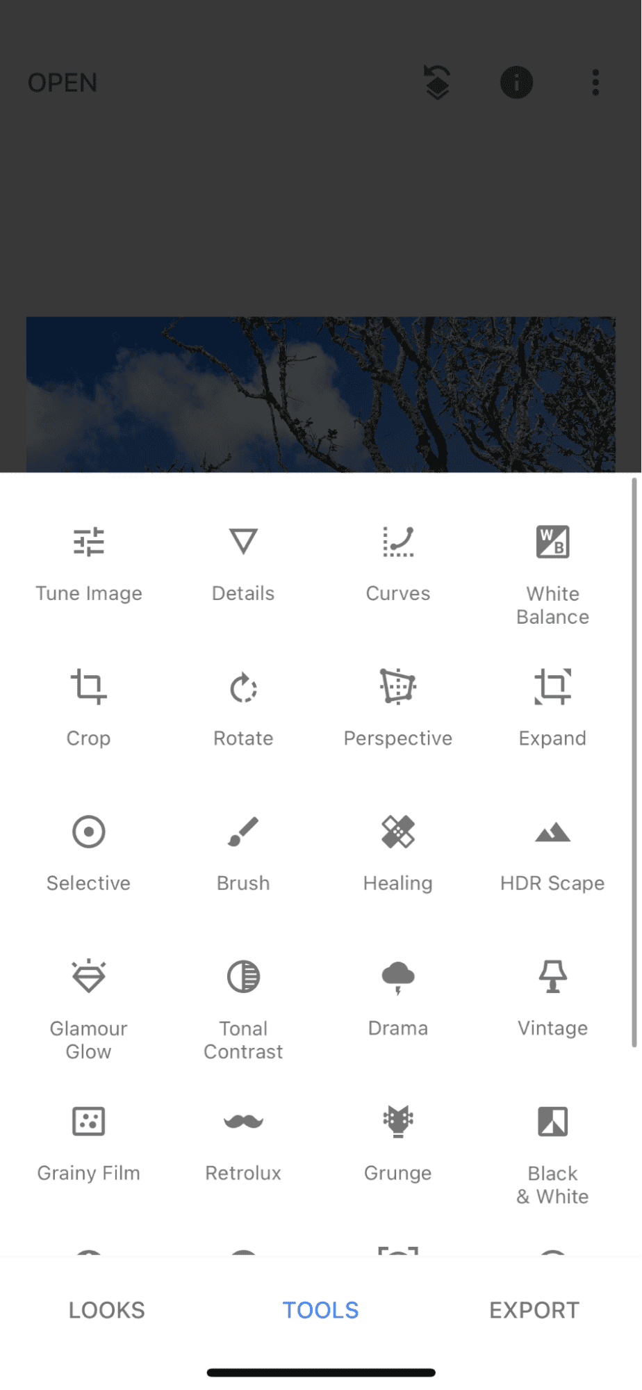 Snapseed app for editing photos